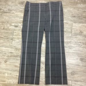 LOFT Women’s Black Grey Stripes Plaid Pants MARISA Pant (straight wide leg)